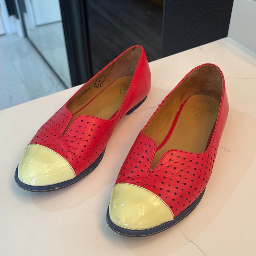 John Fluevog Vibrant Red Ballet Flats retro shoes